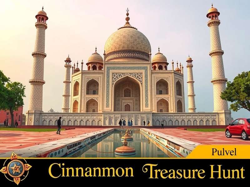 Cinnamon Treasure Hunt gameplay screenshot showing player solving puzzle at Taj Mahal